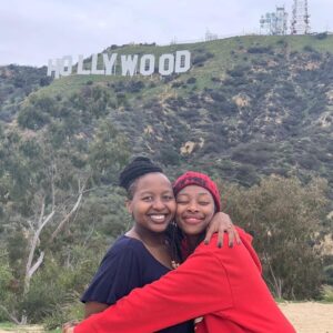Thandeka in Hollywood with her family and friends 