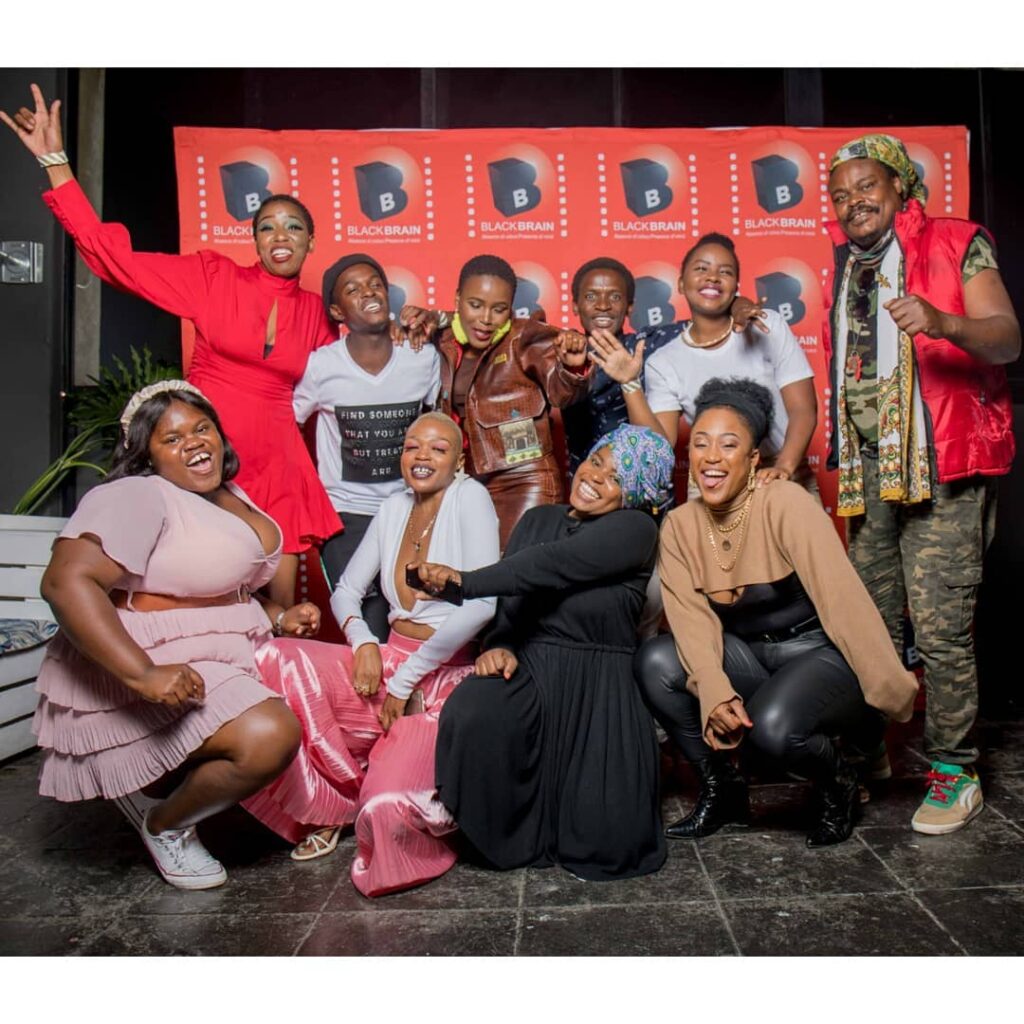 Lungile or Luyanda with Diep City cast members such as Moshine Mametja, Rasta, and others