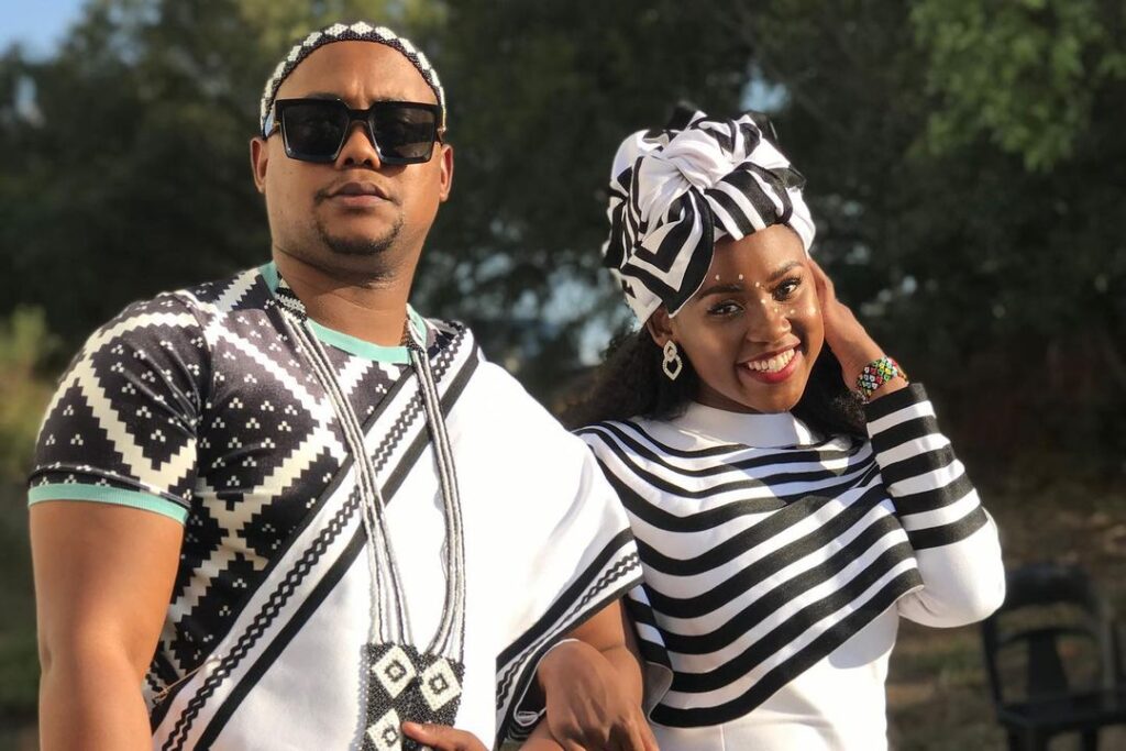 Siyabonga Sepotokele or Siya Sepotokele as Donald Nondumo with his acting wife Lerato Nxumalo as Mpumi Cele on Lingashoni 