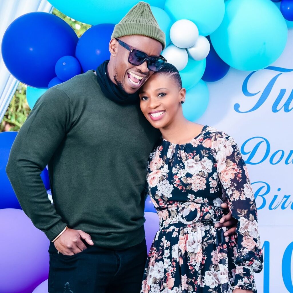 Image of Tshepo Mosese with his real life wife Salamina Mosese on his birthday.