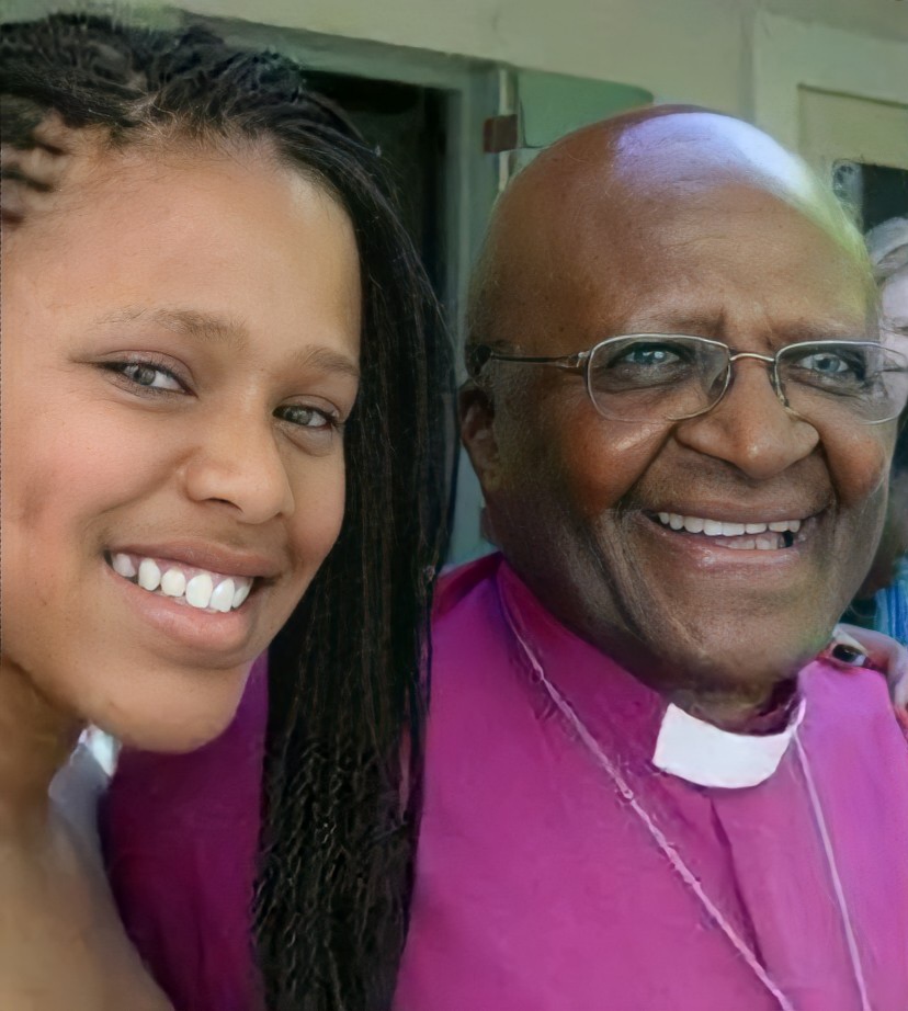 Image of Natasha Thahane with her Desmond Tutu.