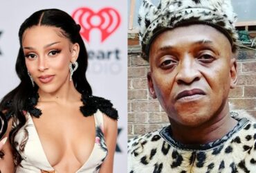Image of Doja Cat (left) and her father Dumisani Dhlamini (right).