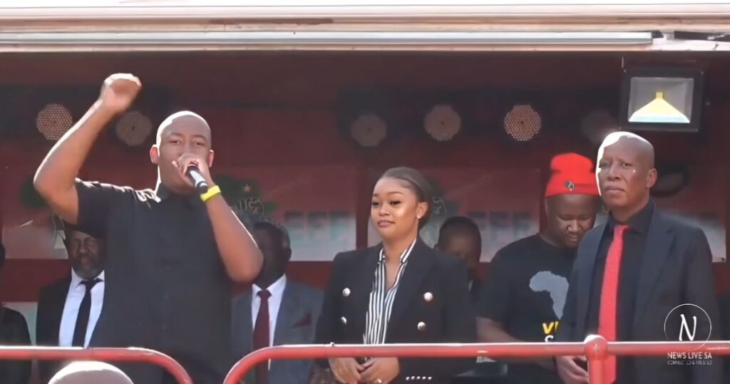 Image of Ratanang Malema with his step mother Mantwa Matlala and father Julius Malema.